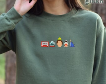 Embroidered Vintage Elf Christmas Movie Sweatshirt, Xmas Classic Movie 90s Sweater, Elf Christmas Crewneck, Christmas Elf Sweatshirt