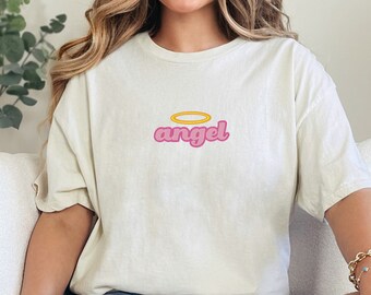 Embroidered Angel Shirt for Women, Angel T-Shirt, Angel on Earth Shirt, Wings Shirt, Angel Wings Shirt, Women's Fashion, Women's Top