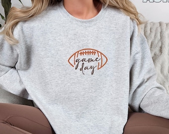 Embroidered Game Day Sweatshirt, Football Sweater, Football School Spirit Crewneck, Football Helmet, Football Mom Sweatshirt, Sports Mom