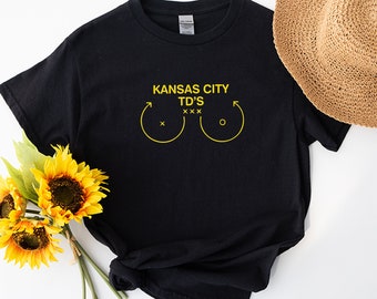 Embroidered Kansas City TD's T-shirt, Kansas City Fan Shirt,  Football Fan Tee, KC TD's Design Shirt, Funny Shirt