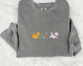 Embroidered The Aristocats Kitten Sweatshirt, Marie Berlioz Toulouse Sweat, Disney Cute Kittens Sweat, Disney Cats, Comfort Colors Sweat
