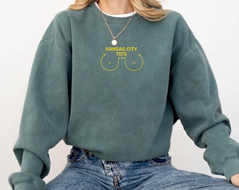 Embroidered Kansas City TD's Sweatshirt, Kansas City Fan Sweater,  Football Fan Sweat, KC Design Sweat, Funny Sweat, Comfort Colors Sweat