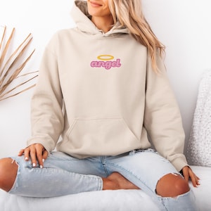 Angel Hoodie Embroidered for Women, Angel Hoodie, Angel on Earth Hoodie, Wings Hoodie, Angel Hoodie