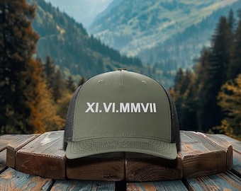 Embroidered Custom Roman Numerals Richardson Cap, Personalized Roman Numerals Hat, Roman Date Cap, Anniversary Date Hat, Custom Couple Cap