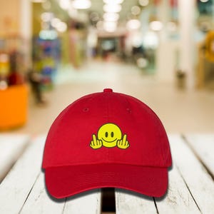Embroidered Smiley Face Fingers Baseball Cap, Smiley Hat, Happy Face Minimal Cap, Happy Face Smiley Cap, Retro Smiley Face Hat