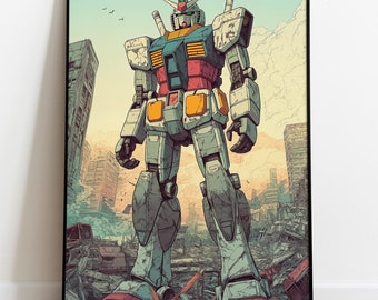 Mobile Suit Gundam Fan Art Poster: Mecha Robot Illustration (Digital Download)