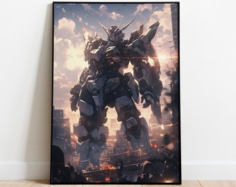 Gundam Inspired Sci-Fi Mech Poster: Anime Mecha Fan Art (Digital Download)