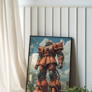 Zaku II Red Comet Gundam Print: Anime Mobile Suit Wall Art