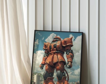 Lámina artística del Gundam Zaku II 'Cometa Rojo': Decoración de trajes móviles de anime (Descarga digital)