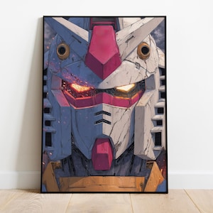 Battle Damage Gundam Poster, Anime Fan Art, Wall Decor, Mobile Suit, Mecha Artwork, Japanese, Pop Culture Wall, Digital Download