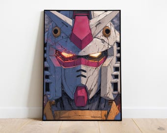 Battle Damaged Gundam Poster: Anime Mecha Art, Sci-Fi Wall Decor