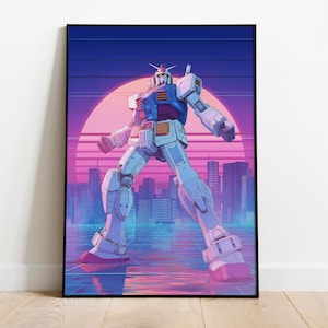 Retro Gundam Poster: Anime Mecha Art, Japanese Robot Illustration