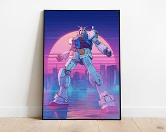 Retro Gundam Poster: Anime Mecha Art, Sci-Fi Wall Decor (Instant Download)