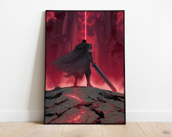 Berserk Anime Poster: Guts Black Swordsman Matte Print - Gothic Wall Art