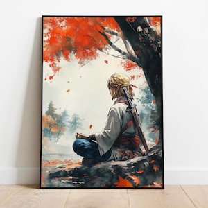 Ronin Link,  Digital fan art Inspired by the popular videogame series the legend of Zelda, ready to Print, Digital art, game room decor