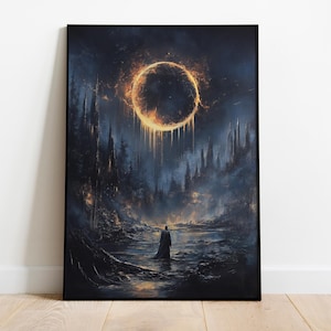 Elden Ring Art Poster: Midnight Sun Dark Fantasy (Digital Download)