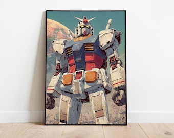 Battle-Worn RX-78 Gundam Poster | Mecha Anime Wall Art | Digital Download