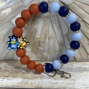 Blue and Red Heeler Pups- Wristlet Keychain - Dogs, Beaded, Handmade