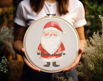 Patrón de punto de cruz de Papá Noel - Navidad - San Nicolás - Bordado - Descarga digital - Guía en PDF