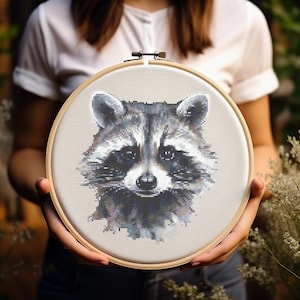 Guaxinim - Padrão de Ponto Cruz - Panda do Lixo - Bordado - Download Digital - Guia em PDF