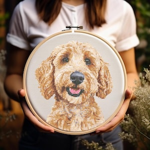 Goldendoodle - Cross Stitch Pattern - Dog - Golden - Doodle - Golden Retriever - Poodle - Embroidery - Digital Download - PDF Guide