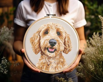 Goldendoodle - Cross Stitch Pattern - Dog - Golden - Doodle - Golden Retriever - Poodle - Embroidery - Digital Download - PDF Guide