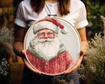 Patrón de punto de cruz de Papá Noel - Navidad - San Nicolás - Bordado - Descarga digital - Guía en PDF