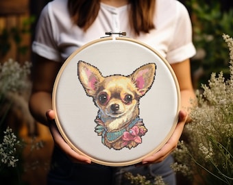 Chihuahua Cross Stitch Pattern - Dog - Embroidery - Digital Download - PDF Guide