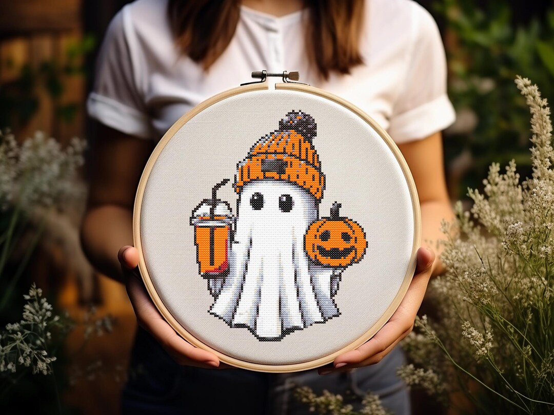 Ghost Stitching Pattern Ghost - Cross Stitch Pattern - Halloween - Cute - Spooky - Embroidery ...