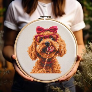 Valentine Goldendoodle - Cross Stitch Pattern - Dog - Golden - Doodle - Retriever - Poodle - Embroidery - Digital Download - PDF Guide