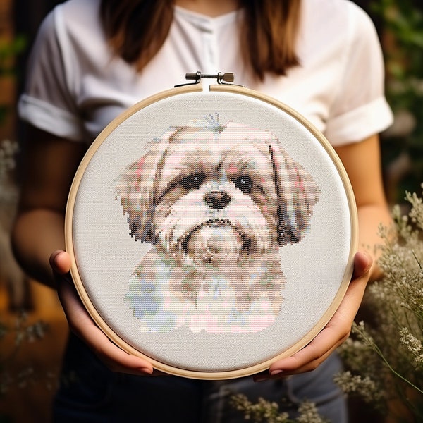 Shih Tzu - Cross Stitch Pattern - Dog - Shihtzu - Embroidery - Digital Download - PDF Guide
