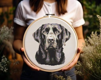 Labrador - Patrón de punto de cruz - Perro - Labrador - Labrador chocolate - Labrador chocolate - Bordado - Descarga digital - Guía en PDF