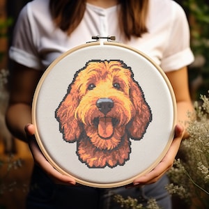Golden Doodle Cross Stitch Pattern - Dog - Embroidery - Digital Download - PDF Guide