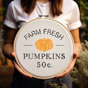 Farm Fresh Pumpkins Cross Stitch Pattern - Embroidery - Digital Download - PDF Guide