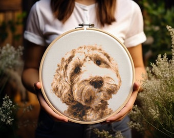 Goldendoodle - Cross Stitch Pattern - Dog - Golden - Doodle - Golden Retriever - Poodle - Embroidery - Digital Download - PDF Guide