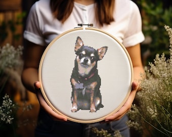 Chihuahua Cross Stitch Pattern - Dog - Embroidery - Digital Download - PDF Guide
