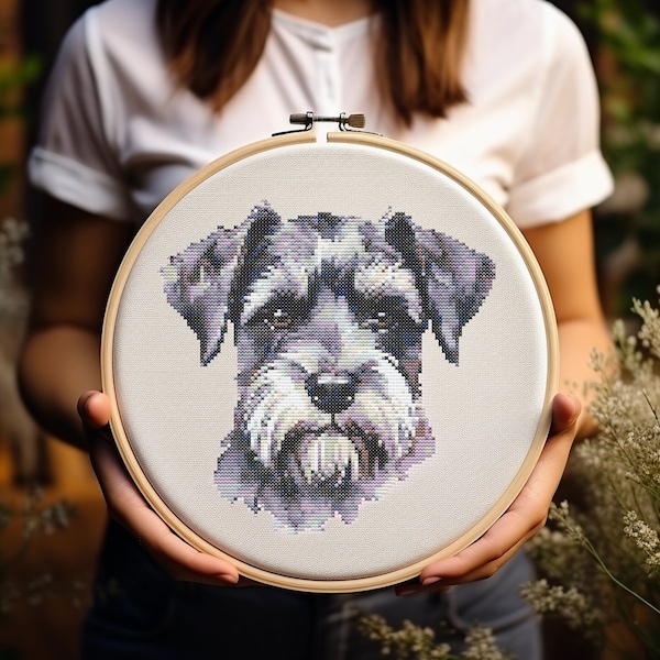 Schnauzer - Cross Stitch Pattern - Dog - Embroidery - Digital Download - PDF Guide
