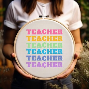 Teacher - Cross Stitch Pattern - Embroidery - Digital Download - PDF Guide