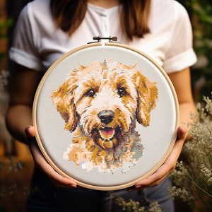 Goldendoodle - Cross Stitch Pattern - Dog - Golden - Doodle - Golden Retriever - Poodle - Embroidery - Digital Download - PDF Guide