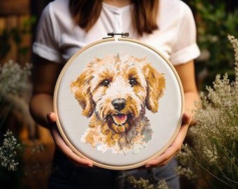Goldendoodle - Cross Stitch Pattern - Dog - Golden - Doodle - Golden Retriever - Poodle - Embroidery - Digital Download - PDF Guide