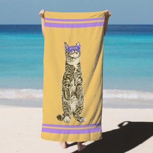 Custom Photo Beach Towel, Funny Custom Pet Portrait Beach Towel, Personalized Pool Towel For Pet Lovers, Cat Mom Gifts, Dog Mama Gifts