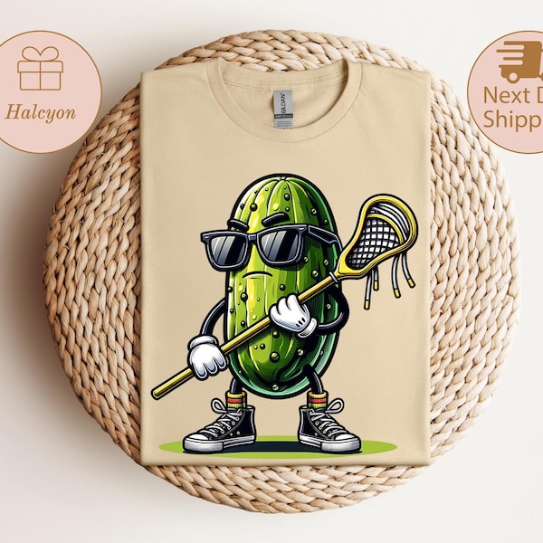 Funny Lacrosse Shirt,  Lacrosse Pickle T-Shirt, Pickle Playing Lacrosse TShirt, Lacrosse Player Gift, Lacrosse Coach Gift,Lacrosse Mom Shirt