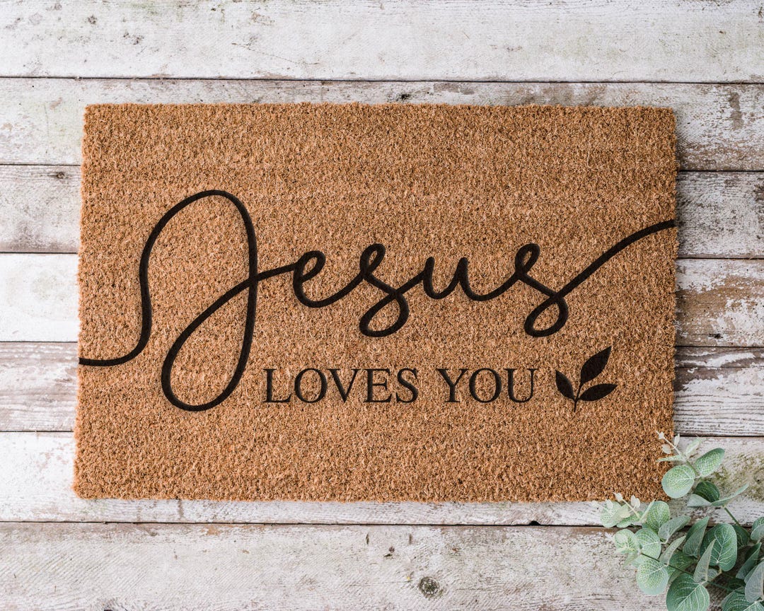 Jesus Loves Rug Jesus Loves You Doormat, Religious Welcome Mat, Christian Entryway Rug ...
