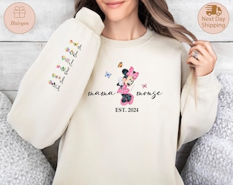 Custom Mama Mouse Sweatshirt, Personalized Disney Mama Sweater, Mickey and Friends Mama Hoodie, Mothers Day Gifts, Disneyland Sweatshirt