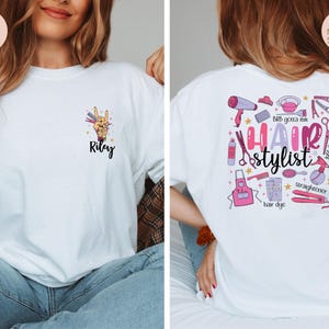 Custom Name Hair Stylist Tshirt, Personalized Hair Dresser Shirt, Customized Gift for Hairdresser,  Hair Stylist Licensed Hairapist