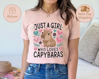 Just a Girl Who Loves Capybaras T-Shirt, Cute Capybara Shirt, Capybara Lovers Shirt, Funny Animal Shirts, Capybara Gift, Animal Lover Shirt