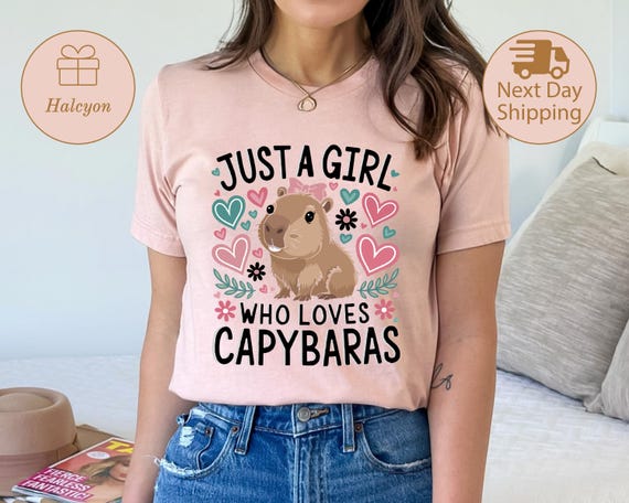 Just a Girl Who Loves Capybaras T-Shirt, Cute Capybara Shirt, Capybara Lovers Shirt, Funny Animal Shirts, Capybara Gift, Animal Lover Shirt