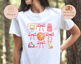 Pink Basketball Coquette Shirt, Sporty Chic Style Shirt, Basketball Shirt, Basketball Team Shirt, Basketball Season Shirt, Gift for Woman