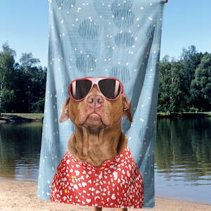 Custom Pet Photo Beach Towel, Funny Beach Towels For Animal Lovers, Pet Mom Gifts, Pool Towel For Dog Mama, Fur Mom Gifts, Cat Mom Favors