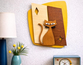 Mid Century Modern Atomic Cat-Wall Decor-Mid Modern-Retro Design-MCM